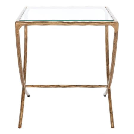 Safavieh 18 x 18 x 20 in. Debbie Square Metal Accent Table, Brass SFV9523A